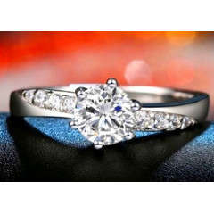 GORGEOUS!! Sparkling 1.46ct Cr.Diamond and Accents Engagement Ring - Size 7 / O