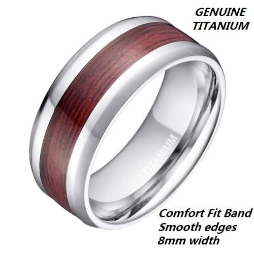 MENS Wood Inlay Genuine Titanium Wedding Band - Ring size 14 / Z+3