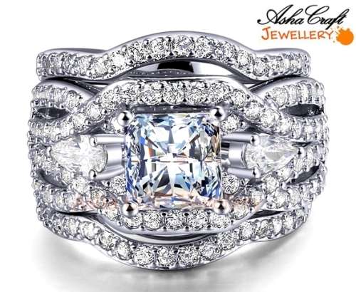 **R3200.00** Extraordinary 4.91ct Cr.Diamond Designer Princess Ring - Size 10 / U / 20mm