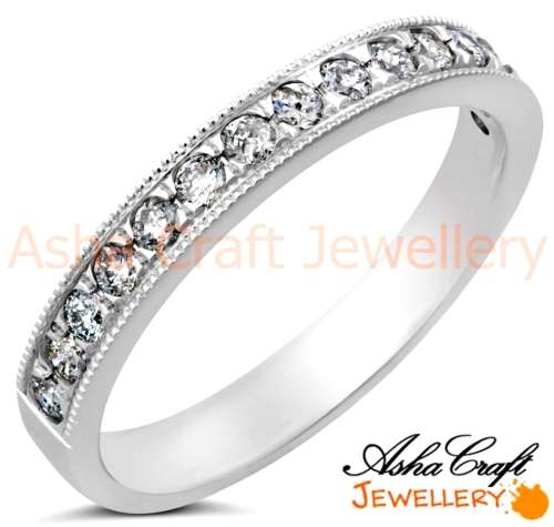 Extraordinary 0.65ct Cr.Diamond Miligrain Detailed Wedding Band - Size 6 / M / 16.3mm