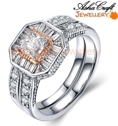 **BREATHTAKING!!** 2.61ct Cr.Diamond Miligrain Detailed Engagement and Wedding Rings - Size 6