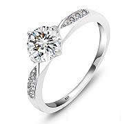SENSATIONAL! Sparkling Cr.Diamond with Accents Ladies Engagement Ring. Size 5/K