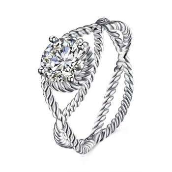STUNNING! Sparkling 1.00ct Cr.Diamond Twist Band Designer Ring. Size 7/O