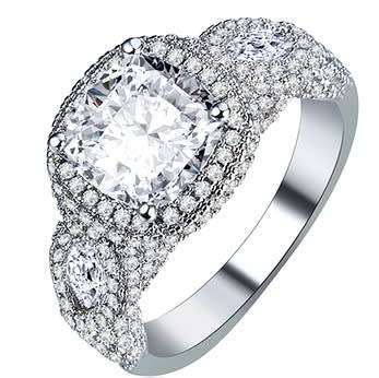 Breathtaking!! 3.04ct Cr.Diamond Cushion Cut Engagement Ring - Size 7 / N+