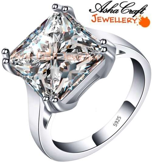 MASSIVE!! Solitaire 6.90ct. Cr.Diamond Solitaire Cushion Cut Engagement Ring. Size 8 / P+