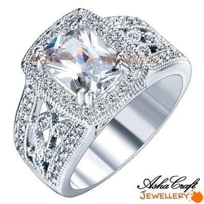 *R3200.00* Radiant Cut 3.86ct Cr. Diamond Victorian Filigree Designer Halo Ring - Size 8 / Q