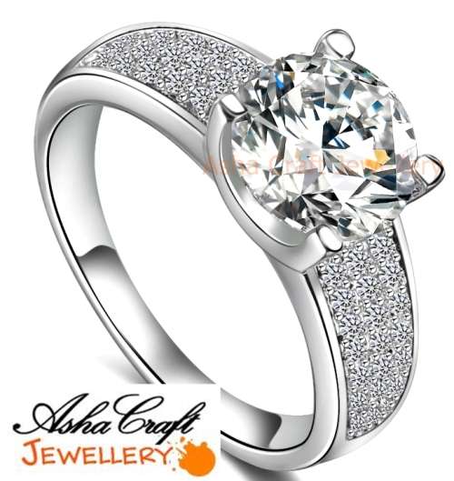 Breathtaking!! 2.68ct Sparkling Cr.Diamond Designer Engagement Ring - Size 6/M/16.3mm