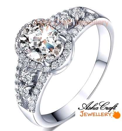 BEAUTIFUL!! Sparkling 1.51ct Cr.Diamond Designer Halo Engagement Ring - Size 5 / K / 16mm