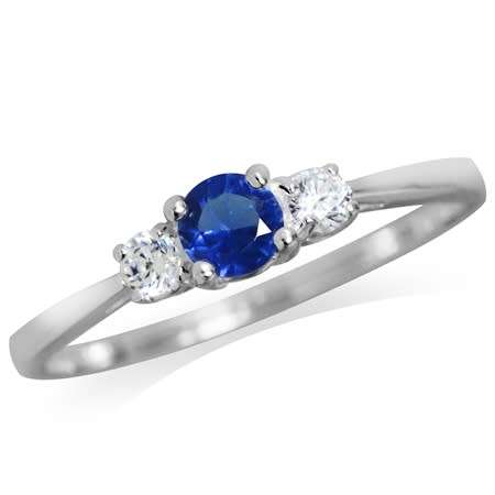 Fine 925 Sterling Silver Ring, Simulated Sapphire Gemstone. Size 9/S