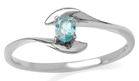 Fine 925 Sterling Silver Ring, Simulated Aquamarine Gemstone. Size 8.5/R