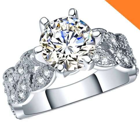 SENSATIONAL! Sparkling 1.40ct Cr.Diamond Designer Leaf Engagement Ring - Size 6/M/16.3mm