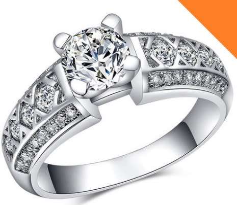 BEAUTIFUL! 1.32CT. CR.DIAMOND SOLITAIRE & ACCENTS ENGAGEMENT RING - SIZE 6/M