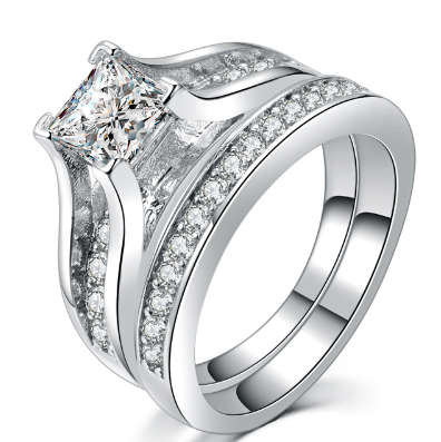 Exquisite! Princess Solitaire 1.64ct Cr.Diamond Engagement Ring Set - Size 8 / Q / 18.0mm