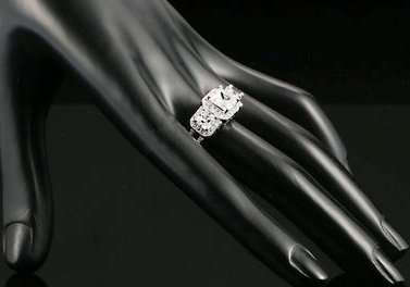 MAGNIFICENT! Princess Cut 3.40CT Cr.Diamond Halo Engagement Ring - Size 7/N+/17.3mm
