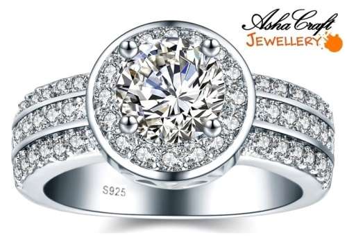 SENSATIONAL! - Sparkling 2.01ct Cr.Diamond Designer Halo Engagement Ring. Size 8/Q