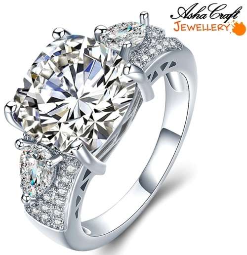 R1 Auction! Sparkling 8.14ct Cr.Diamond Cushion Cut Designer Engagement Ring. Size 8 / P-Q / 18mm