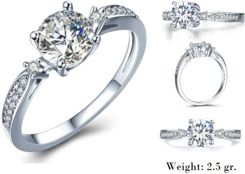 ASHA CRAFT JEWELLERY. 1.51ct Cr.Diamond Solitaire & Accents Engagement Ring. Size 6/M