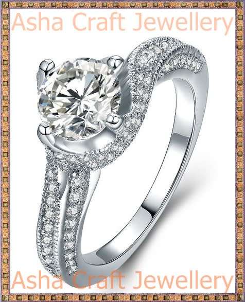 ASHA CRAFT JEWELLERY: Cr.Diamond Designer Inspired Engagement Ring. Size 7/O/17.3mm
