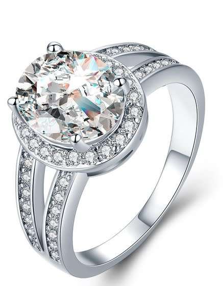 R1 Auction! 2.95ct Cr.Diamond Oval Halo Designer Split Band Engagement Ring. Size 9/R-S/19.0mm