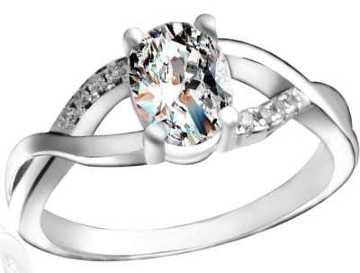 ASHA CRAFT:~ 1.00CT CR.DIAMOND OVAL TWIST LADIES RING - Size 6.75/N/17mm