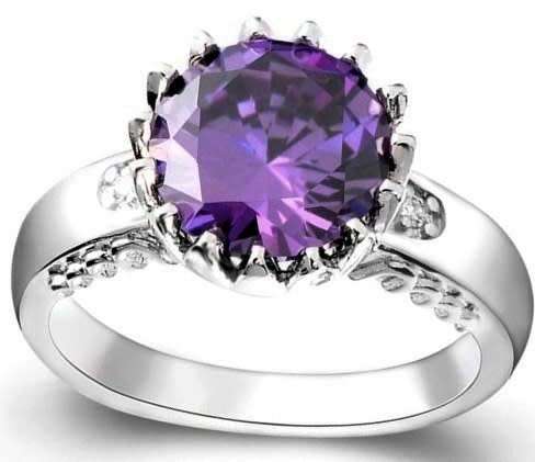ON PROMOTION: Sparkling Purple CZ 3.5ct Solitaire Ring - Super deal; dont miss out.
