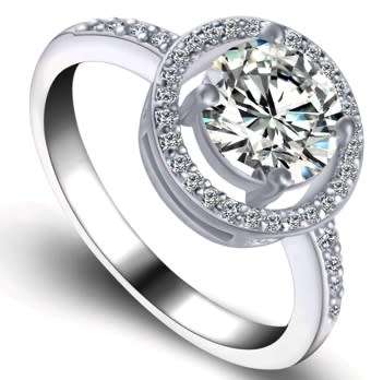 ASHA CRAFT: Sparkling 1.30ct Cr.Diamond Brilliant Round Halo Engagement Ring - Size 6.5 / N / 17mm