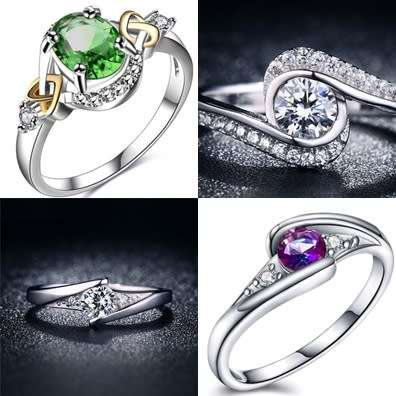 Mixed Lot - CZ Mystic topaz, CZ Tsavorite & Cr. Diamond s925 silver engagement rings - Various sizes