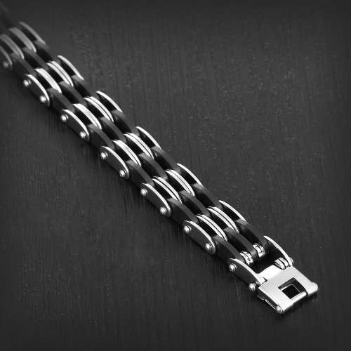 Courier R99 ARAMEX: Leather and Stainless Steel Mens Bracelet - 22cm