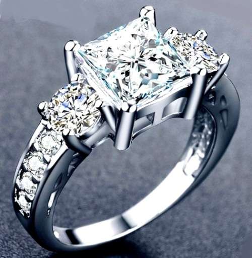 R1 Auction! 2.66ct Sparkling Cr.Diamond Princess / Brilliant Round Engagement Ring - Size 9/R-S/19mm