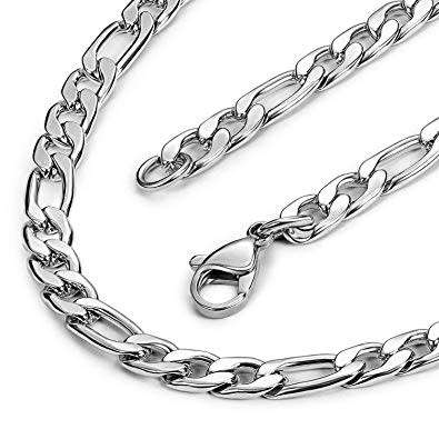 316L Solid Stainless Steel Figaro Link Necklace Chain 5mm - NEVER TARNISH