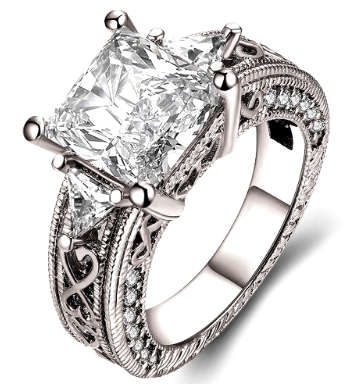 IN STOCK NOW: Sparkling 5.67ct Cr.Diamond Designer Princess Engagement Ring. Size 8 / P+