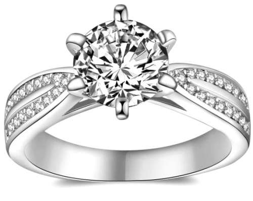 2.24ct Cr.Diamond Solitaire and Accents Engagement Ring. Size 6|M
