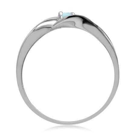 Light Blue CZ 925 Sterling Silver Journey Stackable Ring. Size 7½ / O½ / 17.7mm