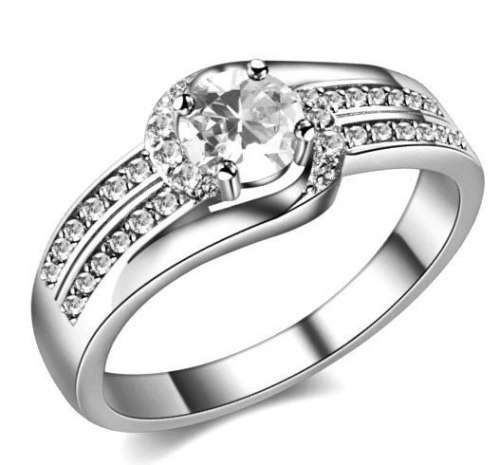 SWIRLING PAVE Sparkling Cr.Diamond Engagement Ring. Size 9 / R+ / 19mm