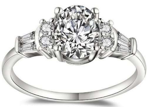 R60 pargo. ELEGANT Oval Sparkling Cr.Diamond Engagement Ring. Size 6 / L+
