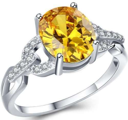 Honey Yellow Sparkling Cr.Diamond Engagement Ring. Size 7 / N+ / 17.3mm