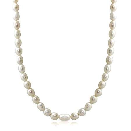 Genuine 925 Sterling Silver Necklace - Genuine Freshwater Pearls White 4.5mm, 43cm.