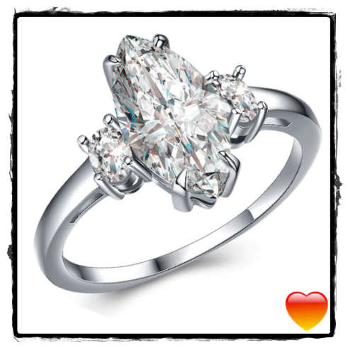 Exquisite 1.50ct Cr.Diamond Engagement Ring, Marquise Cut Design. Size 8 / Q