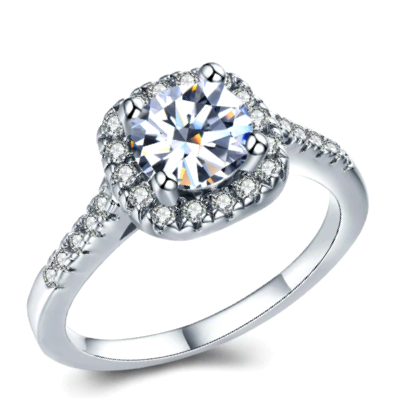 Beautiful 1.30ct Cr.Diamond Engagement Ring, Round Halo. Size 7 / O