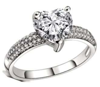Breathtaking 2.60ct Cr.Diamond Engagement Ring, Heart Pave. Size 8 / P-Q