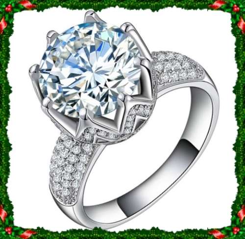 Sparkling 5.52ct Cr.Diamond Engagement Ring, Pave Solitaire. Size 6 / M