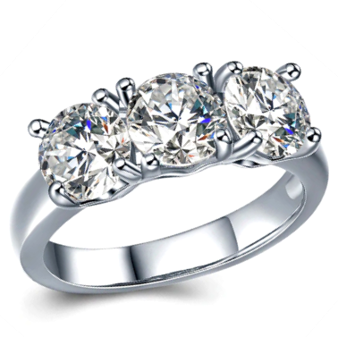 Sparkling 3.00ct Cr.Diamond Trilogy Engagement Ring. Size 6|L-