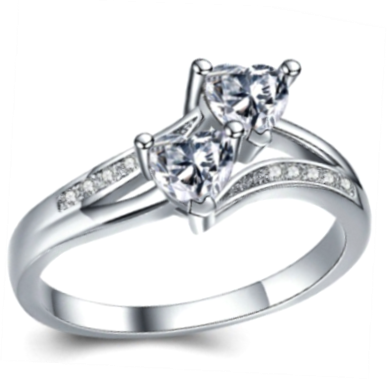 1.10ct Cr.Diamond Engagement Ring, Double Heart Design. Size 7 / N-O