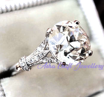 Beautiful! 3.76ct Cr.Diamond Engagement Ring, Pave Solitaire Design. Size 6 / L-M
