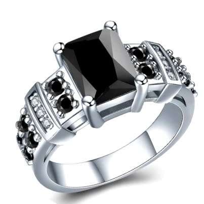Exquisite! 3.50ct Black CZ Glamorous Ring, Designer Inspired. Size 8|P-Q