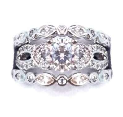 EXQUISITE! 2.55ct Solitaire & Accents Engagement Ring Set. Size 7.75 | P