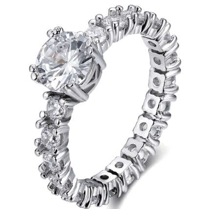 3.53ct Solitaire & Accents Engagement Ring Eternity Design. Size 10 | T-U