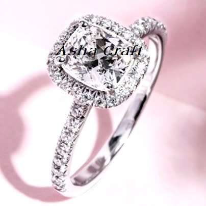 2.12ct Cr.Diamond Radiant Halo Engagement Ring. Size 7.5 | O-