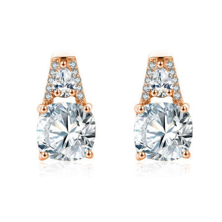 BRAND NEW! Cubic Zirconia Rose Gold GP Stud Earrings