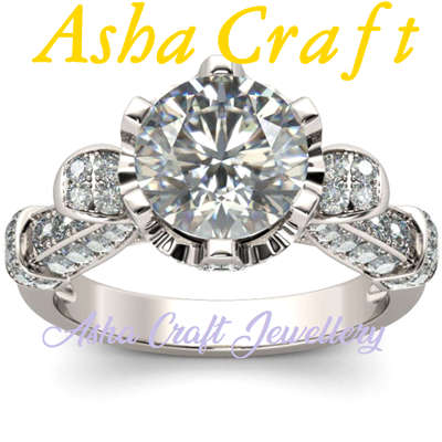 ASHA CRAFT - 3.00ct Cr.Diamond Solitaire Engagement Ring. Size 7 | N-O